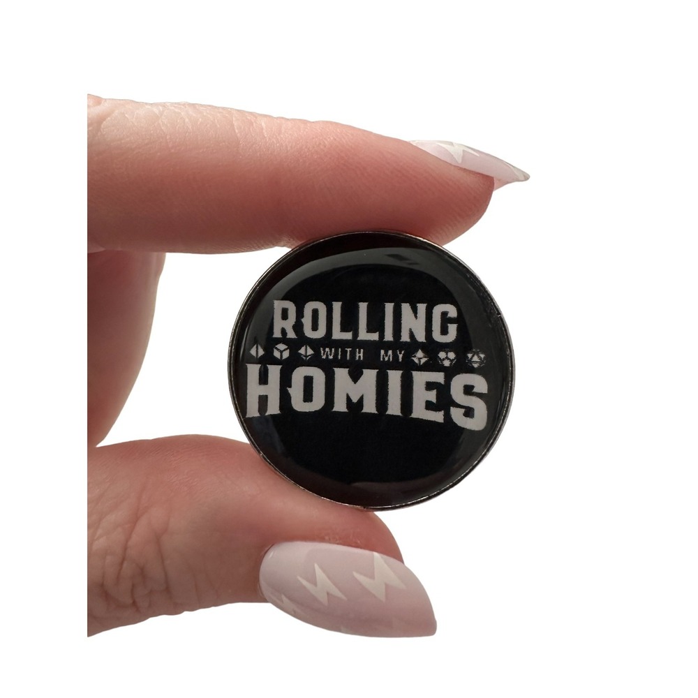 Rolling With My Homies Black and White Enamel Pin 2000s Clueless Movie Quote